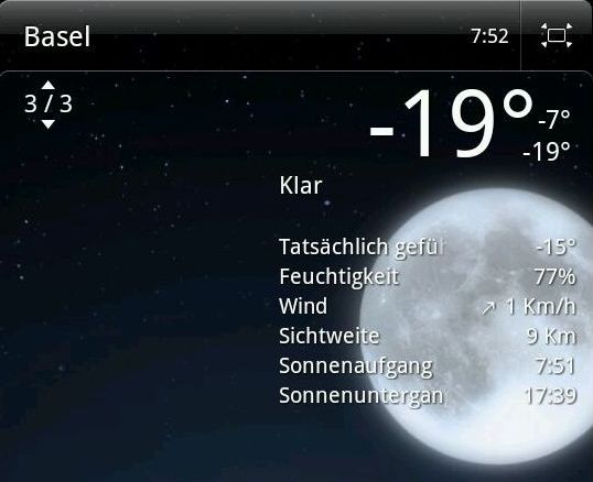 Das Wetter, eine Minute nach Sonnenaufgang.