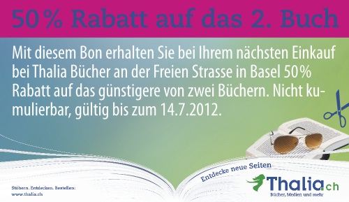 Gutschein ausdrucken oder auf den Handy-Bildschirm laden und bei Thalia an der Kasse vorweisen.