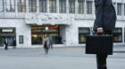 A business man stands in front of the UBS bank on Paradeplatz place in Zurich, Switzerland, pictured on October 13, 2008. (KE