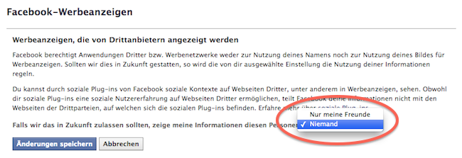 Privatsphäre-Einstellungen Facebook