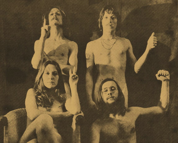 Die Berner Härdlütli-Partei 1971, mit Polo Hofer (hinten rechts).
