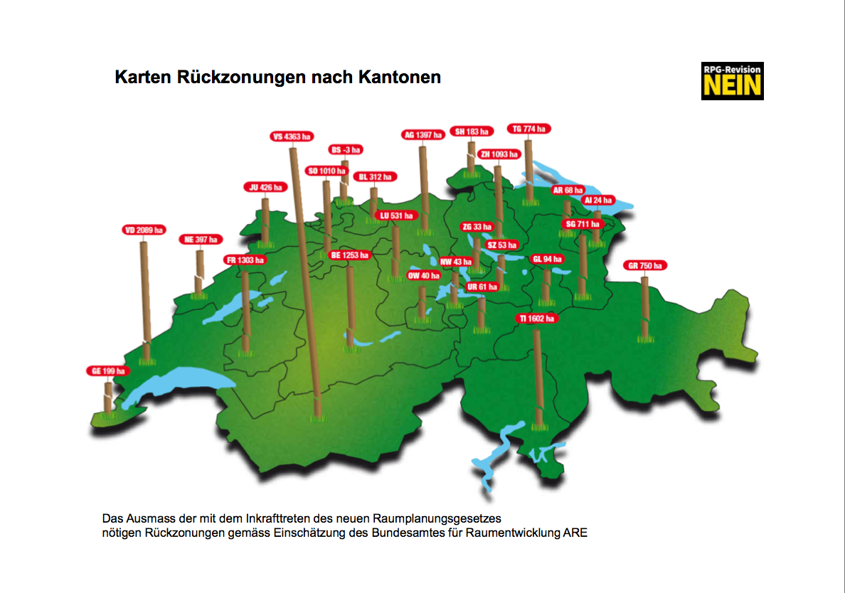 Manipuliert. Das Bundesamt für Raumentwicklung distanziert sich von dieser Karte, die das Komitee verbreitet.