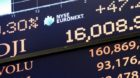 epa03955593 A view of a board on the floor of the New York Stock Exchange (NYSE) showing the Dow Jones Industrial average ove