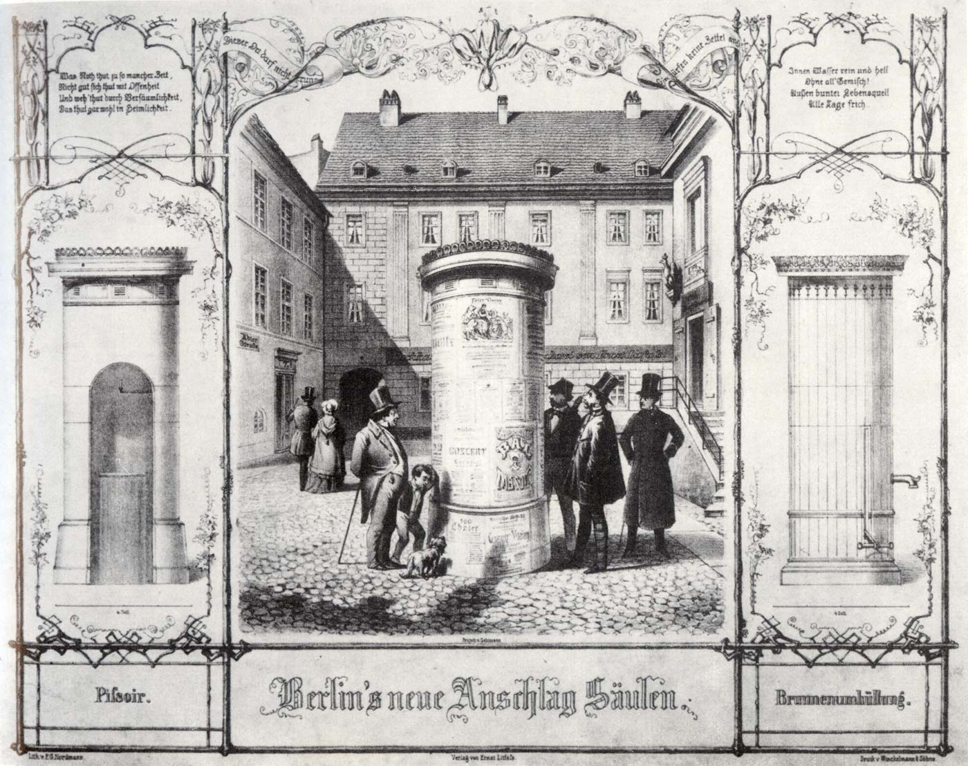 Berlins erste Litfasssäule, inwändig ein Pissoir!
