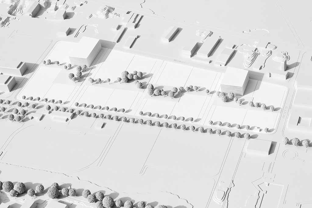 Modell von BaseLink: 75'000 Quadratmeter für Gewerbe und Forschung.