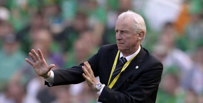 ZUM SI-TEXT UEBER DIE TRAINER STELLEN WIR IHNEN FOLGENDES BILDMATERIAL ZUR VERFUEGUNG - Republic of Ireland Manager Giovanni Trapattoni reacts while watching his side play Bosnia and Herzegovina's during their International Soccer match at the Aviva Stadi