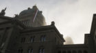 Der Nebel lichtet sich ueber dem fuer den traditionellen Neujahrsempfang beflaggten Bundeshaus am Mittwoch, 15. Januar 2014 i