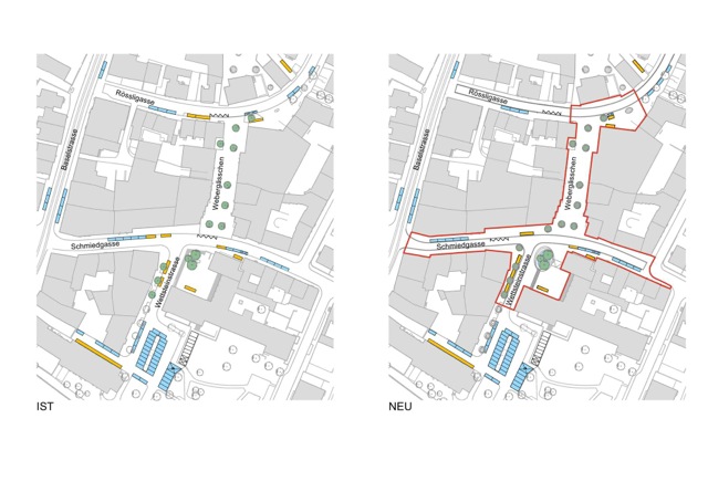 Alt und neu: Rechts die geplante Veränderung in Riehen.