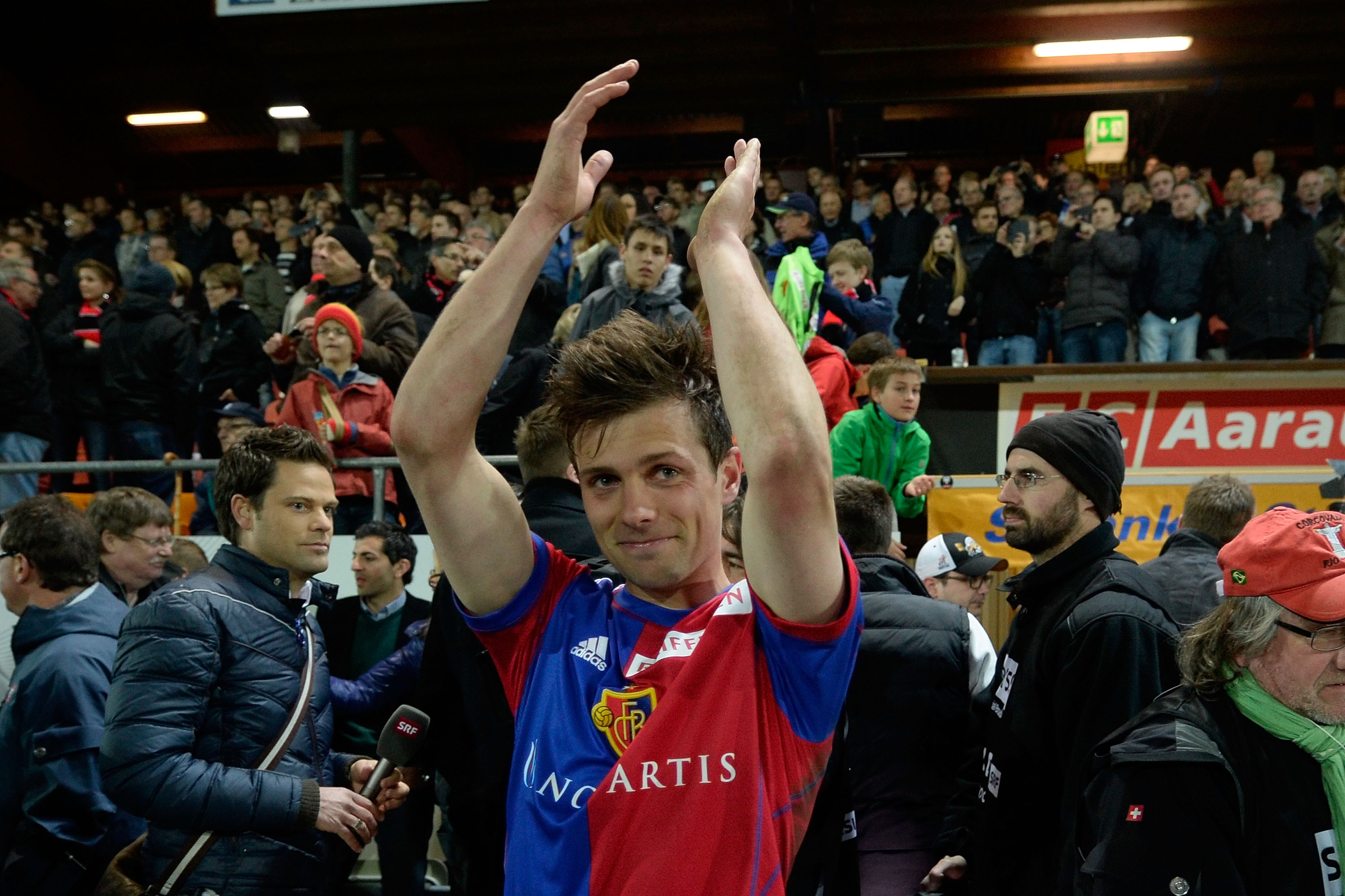 15.05.2014; Aarau; Fussball Super League -  FC Aarau - FC Basel; Valentin Stocker (Basel) (Daniela Frutiger/freshfocus)