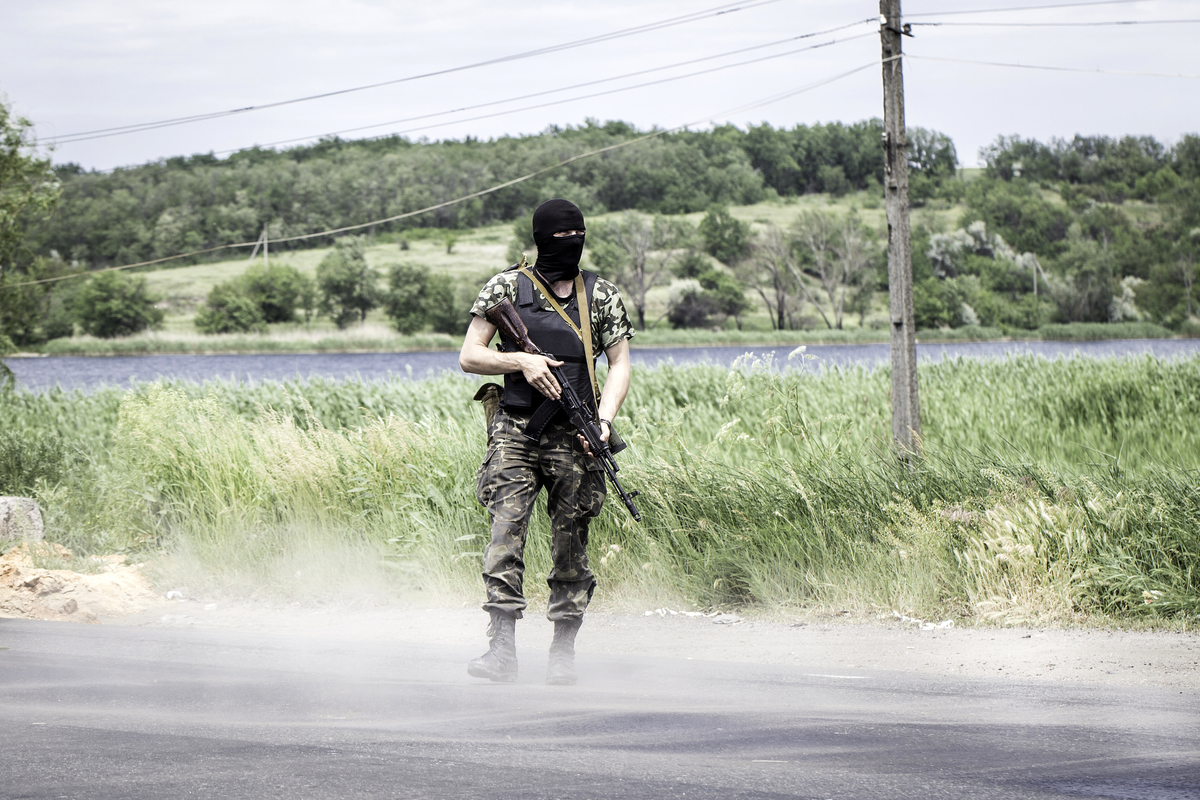 Prorussische Stra�ensperre in Karlivka, in der N�he von Donezk,