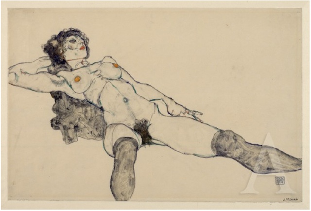 Egon Schiele: «Liegender weiblicher Akt mit gespreizten Beinen».