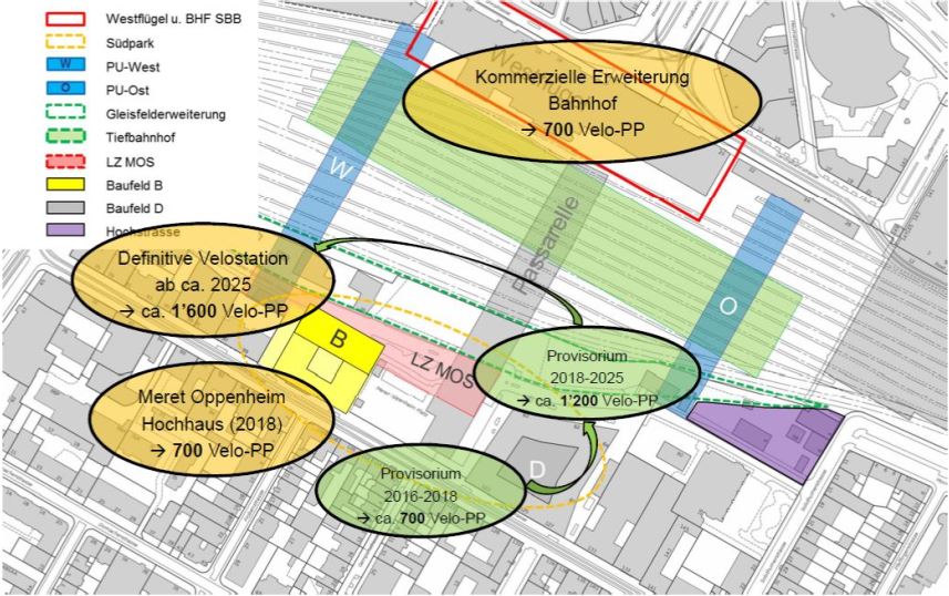 Die Bahn plant neue Velostellplätze am Bahnhof SBB.Fertiggestellt werden viele aber erst 2025