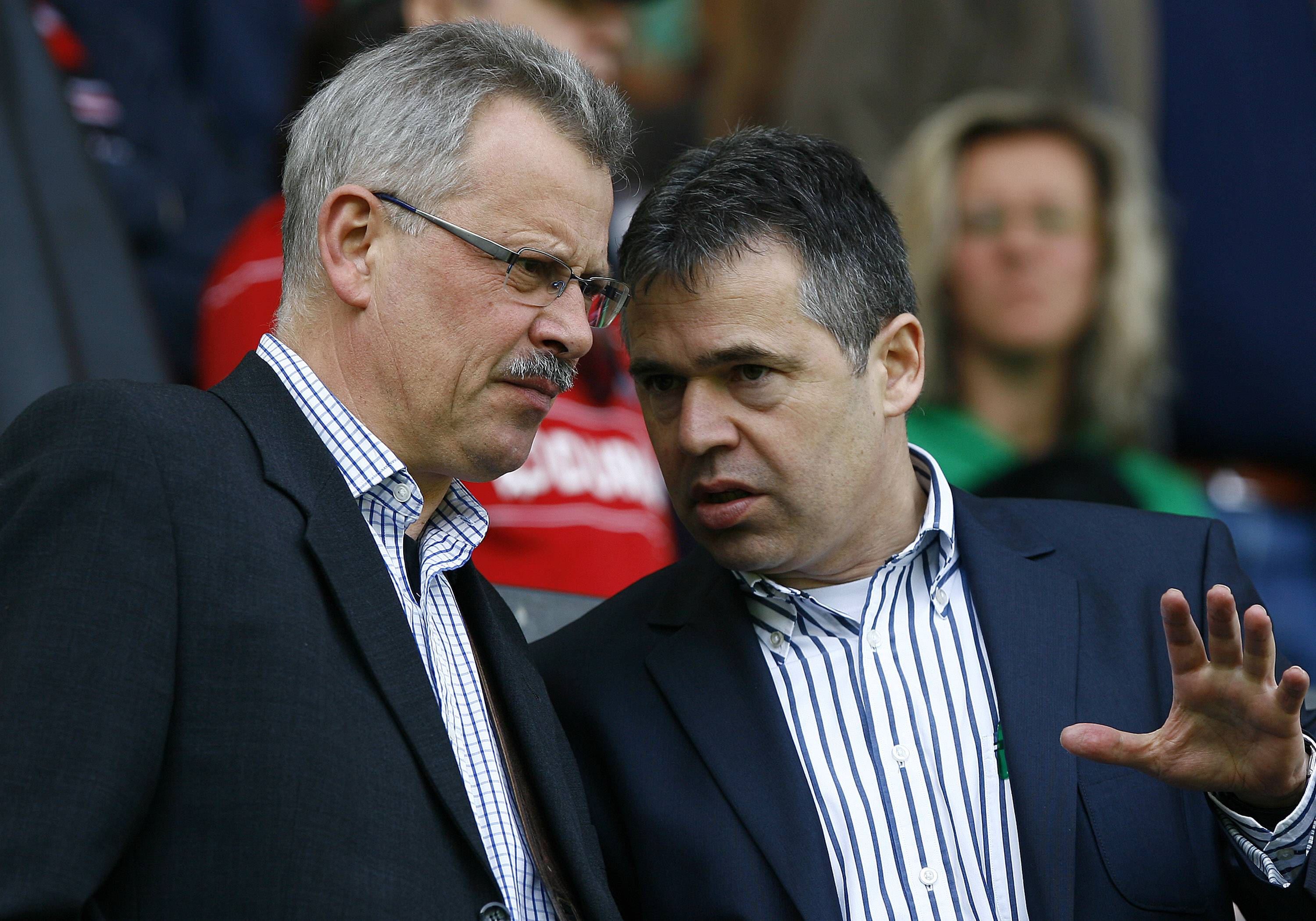 Das finanzielle Gewissen des SC Freiburg: Heinrich Breit (links), hier mit dem ehemaligen Freiburger Manager Andreas Rettig, der inzwischen Geschäftsführer der Deutschen Fussballiga (DFL) ist.