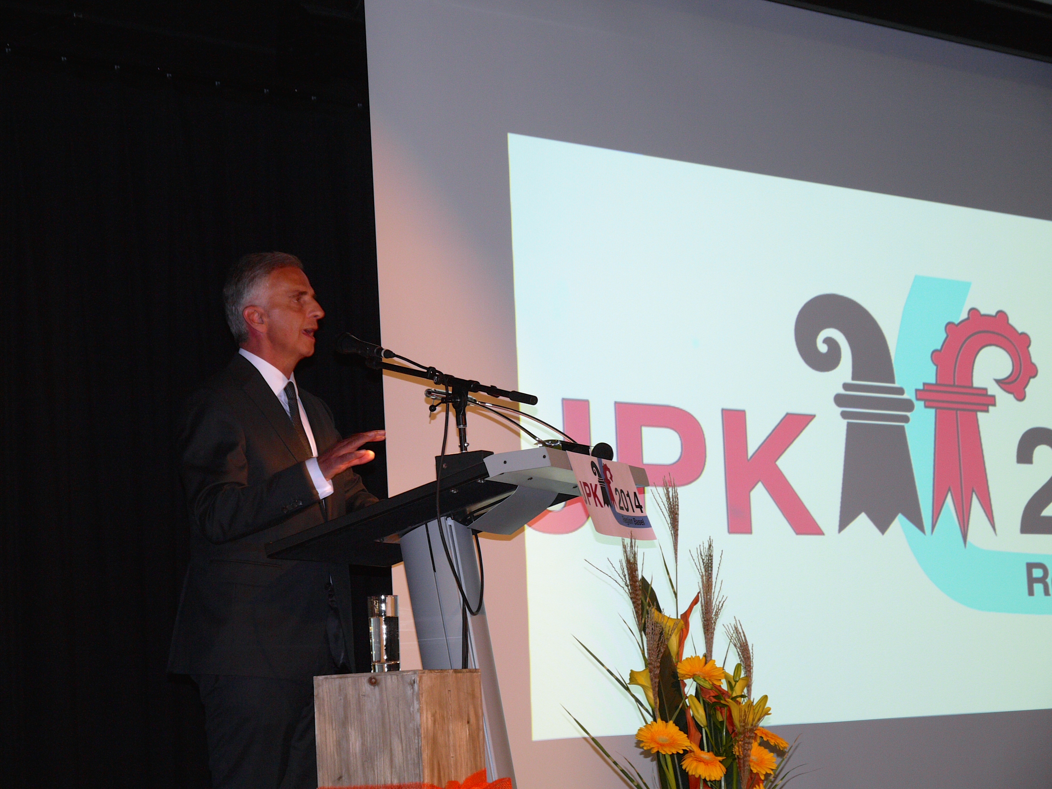 Didier Burkhalter bei seiner Eröffnungsrede zur JPK 2014 in Laufen.