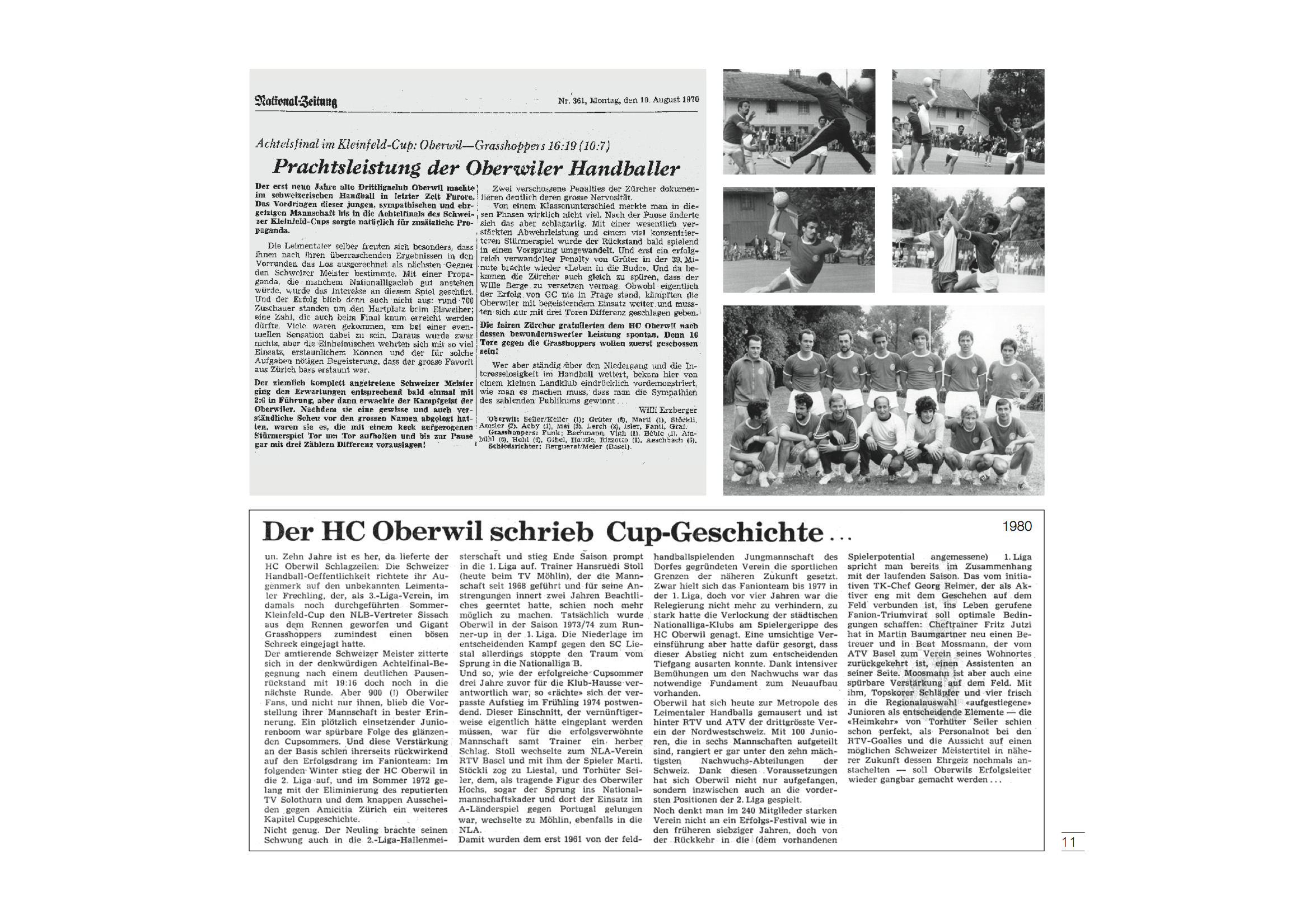 Erinnerungen an 1970: Der Cup-Schlager HC Oberwil gegen GC.