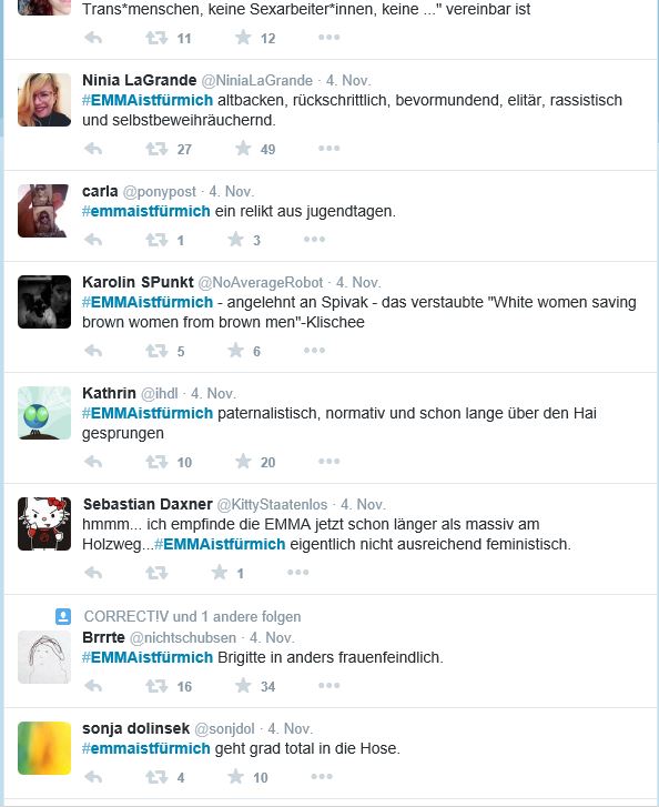 Das ging nach hinten los: Die Eigenwerbung der Zeitschrift «Emma» mit dem Twitterhashtag #EMMAistfürmich lief etwas aus dem Ruder