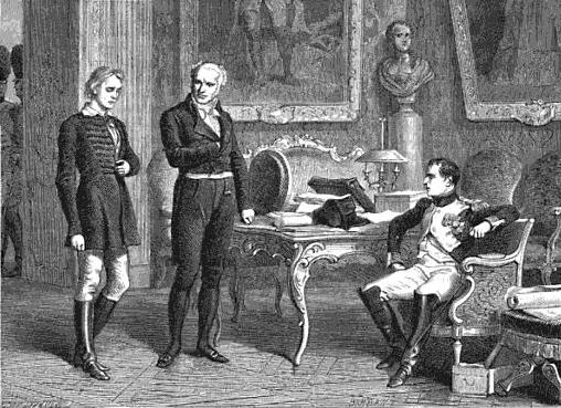 Napoléon Bonaparte befragt den glücklosen Attentäter Friedrich Staps.