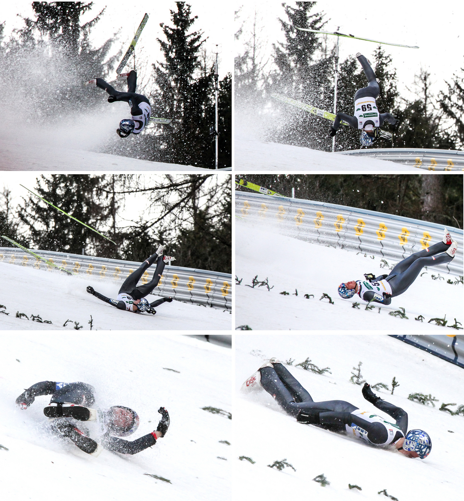 APA16386646 - 10012014 - BAD MITTERNDORF - �STERREICH: ZU APA-TEXT SI - Thomas Morgenstern (AUT) bei einem Sturz w�hrend eines Sprunges im Probedurchgang anl. des Skiflug-Weltcups in Bad Mitterndorf am Freitag, 10. J�nner 2014. APA-FOTO: EXPA/ ERICH AUER