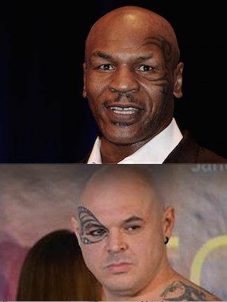 Original und Kopie. Oben alt Weltmeister Mike Tyson, unten der Ungar Zoltan Csala.