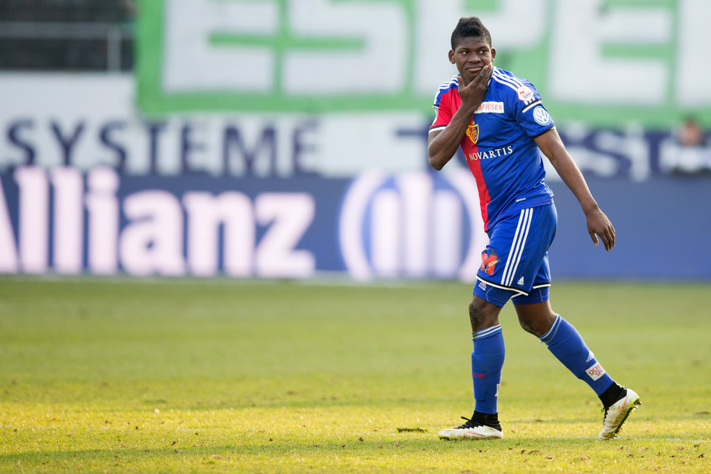 Breel Embolo (Basel) waehrend der Super League Partie zwischen dem FC St. Gallen und dem FC Basel in der AFG Arena, am Sonntag 15. Maerz in St. Gallen. (PHOTOPRESS / Dominik Baur)