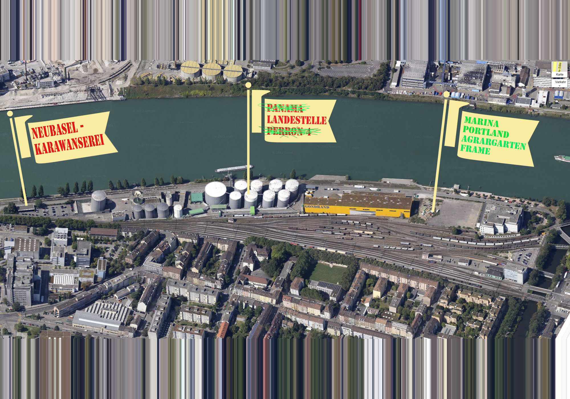 Minus 1: Nach «Perron 4» zieht sich mit «Panama» ein weiteres Projekt aus der Zwischennutzung am Hafen zurück. Die rot eingefärbten Projekte warten noch auf grünes Licht.