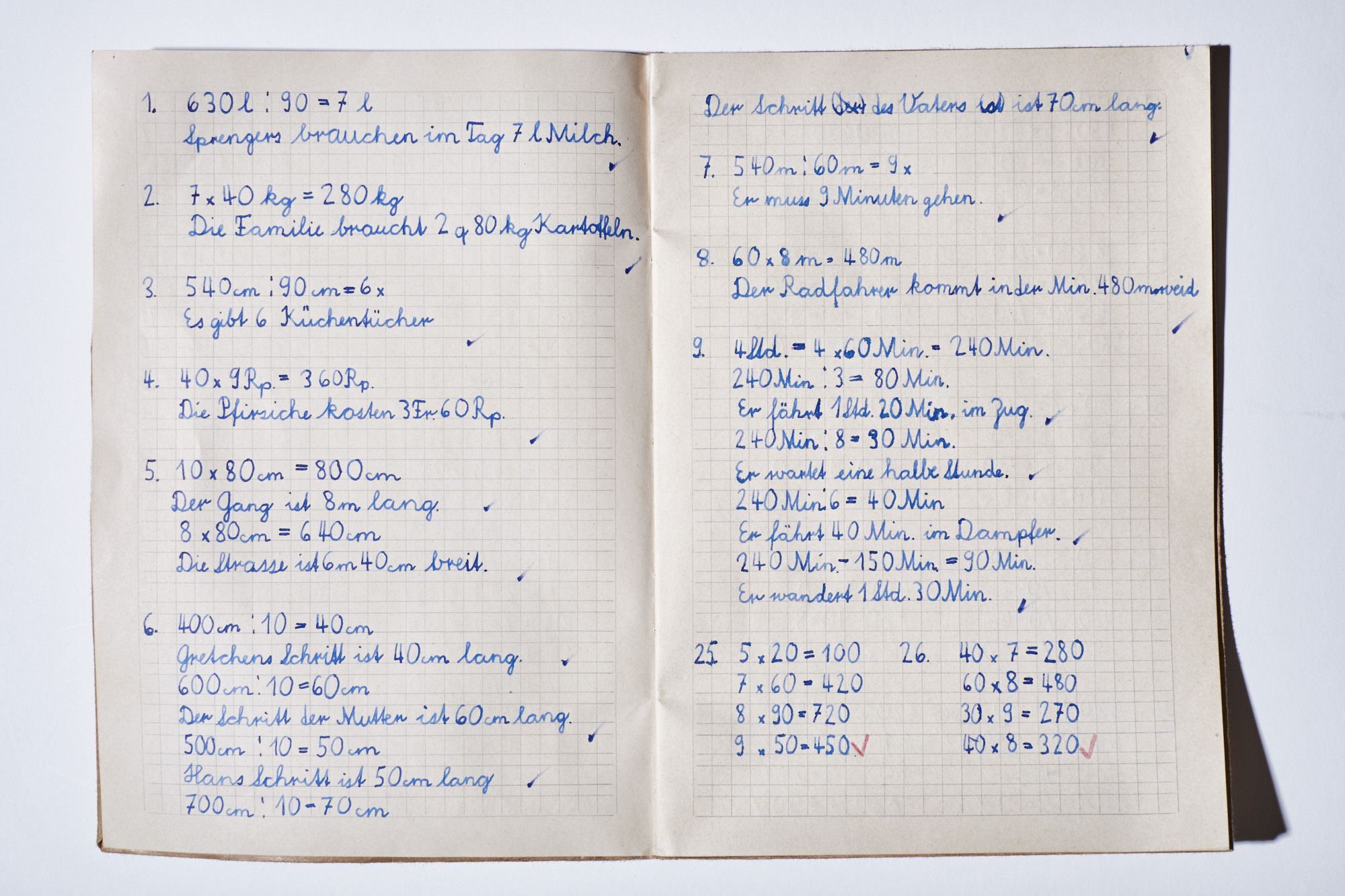 Rechenheft, Pimarschule, 1960er-Jahre.