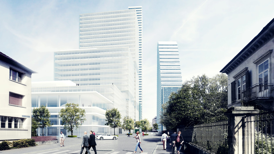 In der Illustration von Roche präsentiert sich die Grenzacherstrasse auffällig verkehrsfrei.