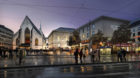 Der geplante Erweiterungsbau des Stadtcasinos Basel (im Bildhintergrund neben der Barfüsserkirche).