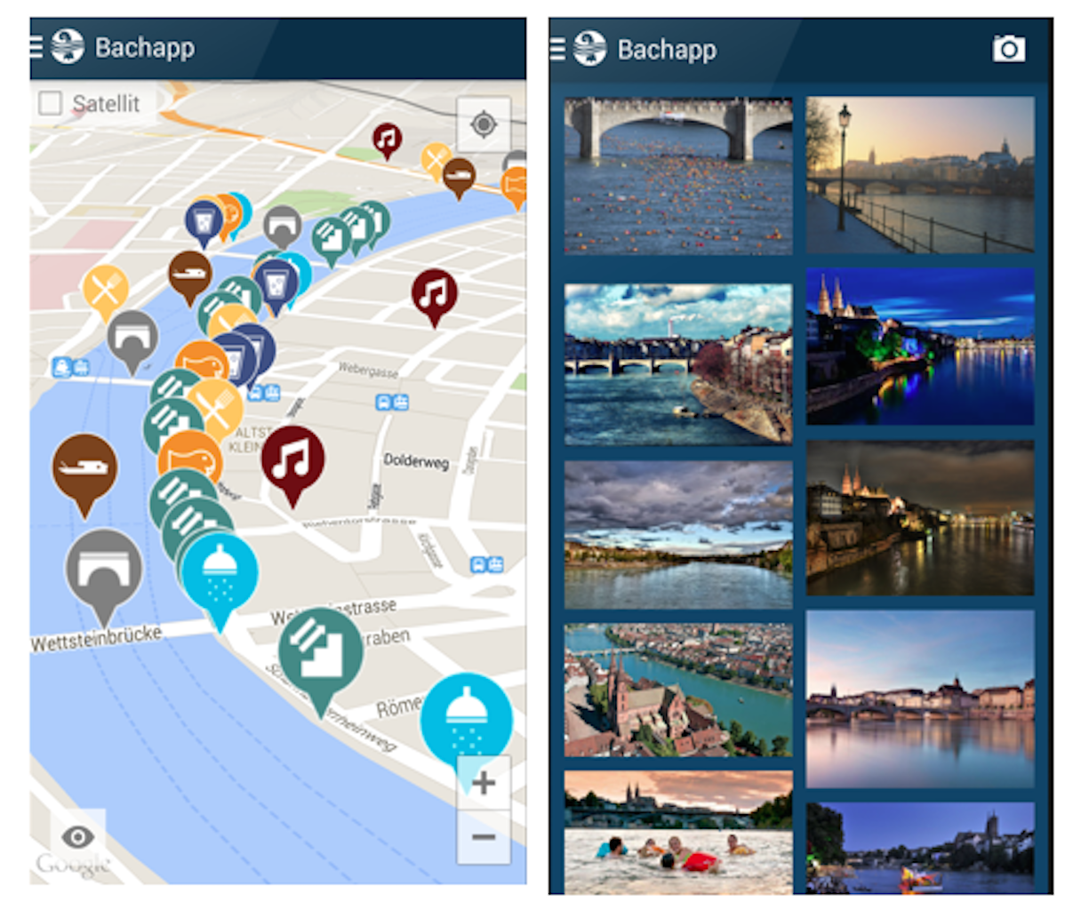 Die BachApp, der Wegweiser fürs Schwimmen im Rhein.