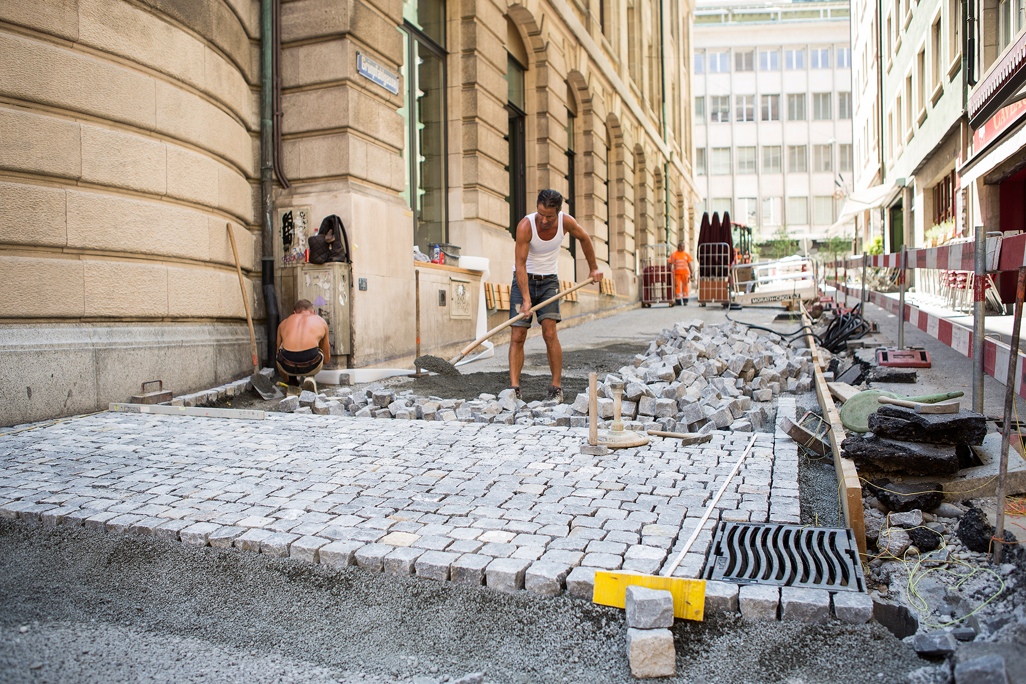 Und so wirds in der Innenstadt dereinst aussehen. Das ist der berühmte Alpnacher Quarzsandstein.