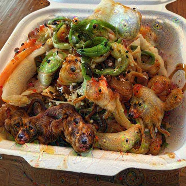 Wenn dein Essen dich anschaut: Das kommt dabei heraus, wenn Foodporn den Weg durch Google Deep Dream findet.