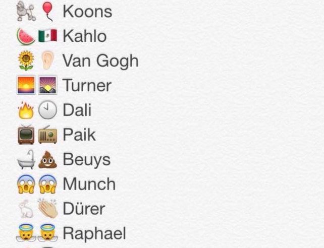 Künstlernamen in Emojis ausgedrückt. Ganz einfach, oder?