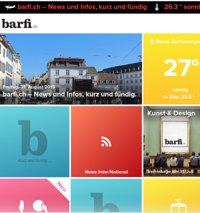 So sieht die App von «barfi.ch» aus. Gegliedert wird das Portal in 40 Kacheln.