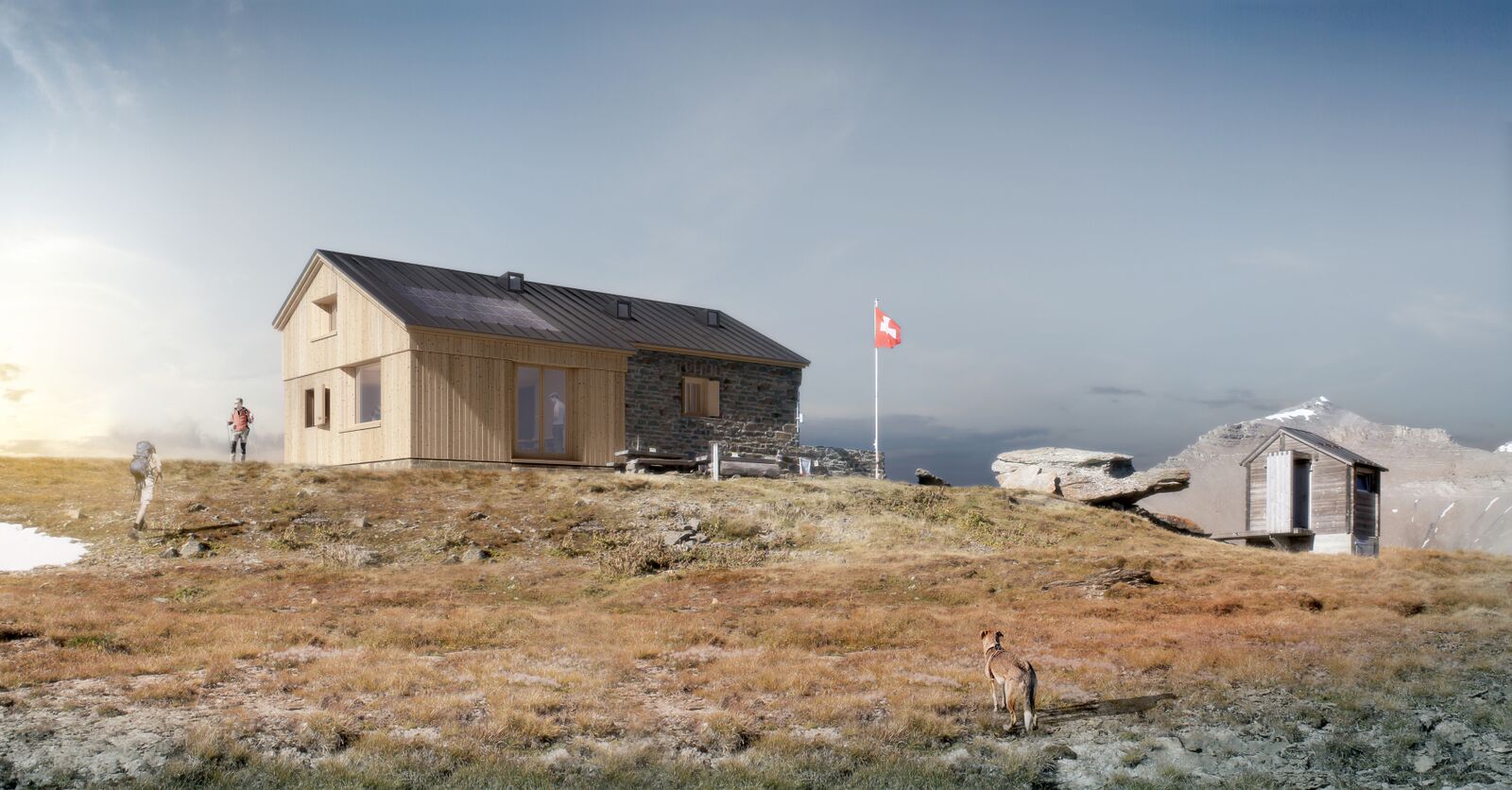 So soll die Bifertenhütte nach der Sanierung aussehen. Der holzige Teil wird leicht verschoben angebaut. 