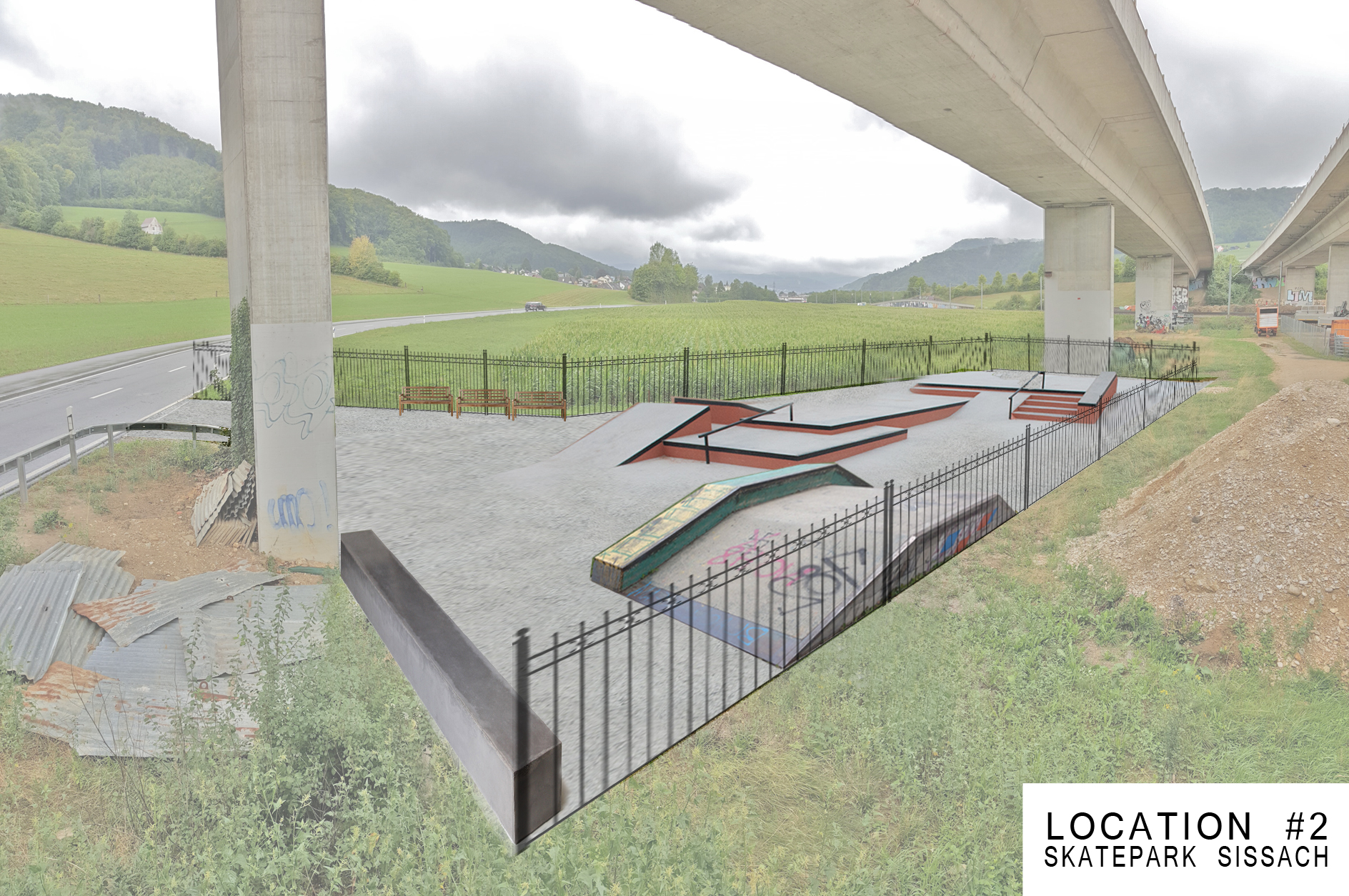Irgendwas zwischen urban und ländlich: Der zweite Standort unter der Autobahnbrücke in Itingen.