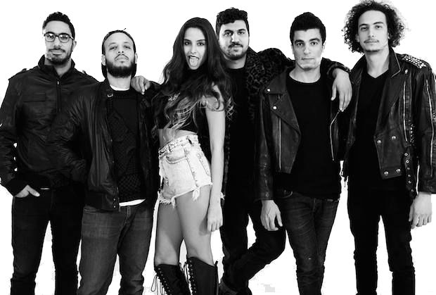 Das «Kairo Is» Koming Kollektiv (v.l.n.r: Ismail, Zuli, Bosaina, $$$TAG$$$, NAA, Hussein Sherbini).