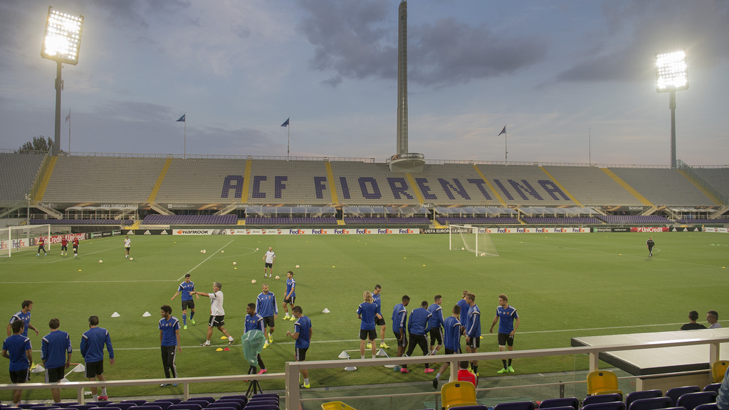 Switzerland's soccer team FC Basel 1893 during a training session at the Artemio Franchi stadium in Florence, Italy, on Wednesday, September 16, 2015. Switzerland's FC Basel 1893 is scheduled to play against Italy's ACF Fiorentina in an UEFA Europa League group I group stage matchday 1 soccer match on Thursday, September 17, 2015. (KEYSTONE/Georgios Kefalas)