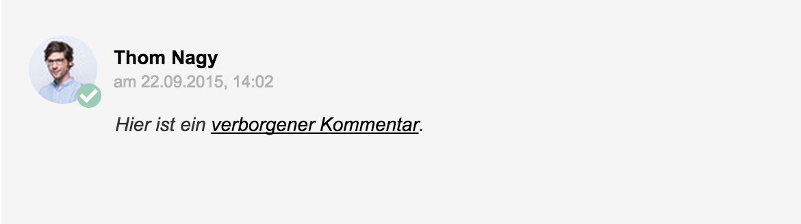 So sehen verborgene Kommentare aus.