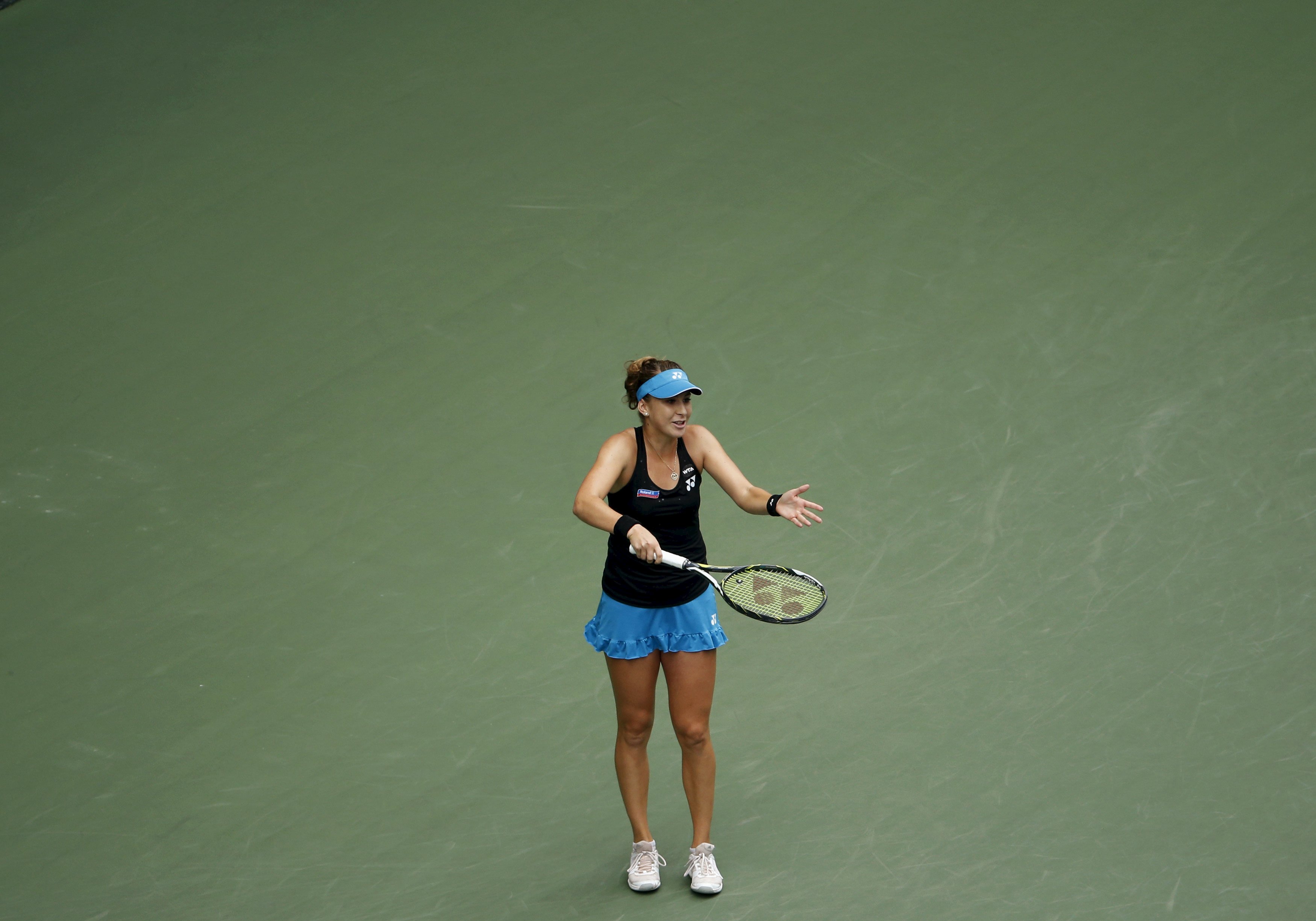 &lt;p&gt;Belinda Bencic of Switzerland reacts during her Pan Pacific Open women's singles final tennis match against Agnieszka Radwanska of Poland in Tokyo, Japan, September 27, 2015. REUTERS/Yuya Shino&lt;/p&gt;