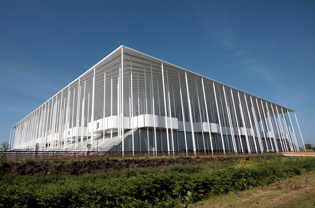 View of the brand new Bordeaux stadium, in Bordeaux, southwestern France, Monday May, 18, 2015. The stadium will host five games of the Euro 2016 European soccer championships. The Euro 2016 will take place in France from June 10 to July 10 2016. (AP Photo/Bob Edme)