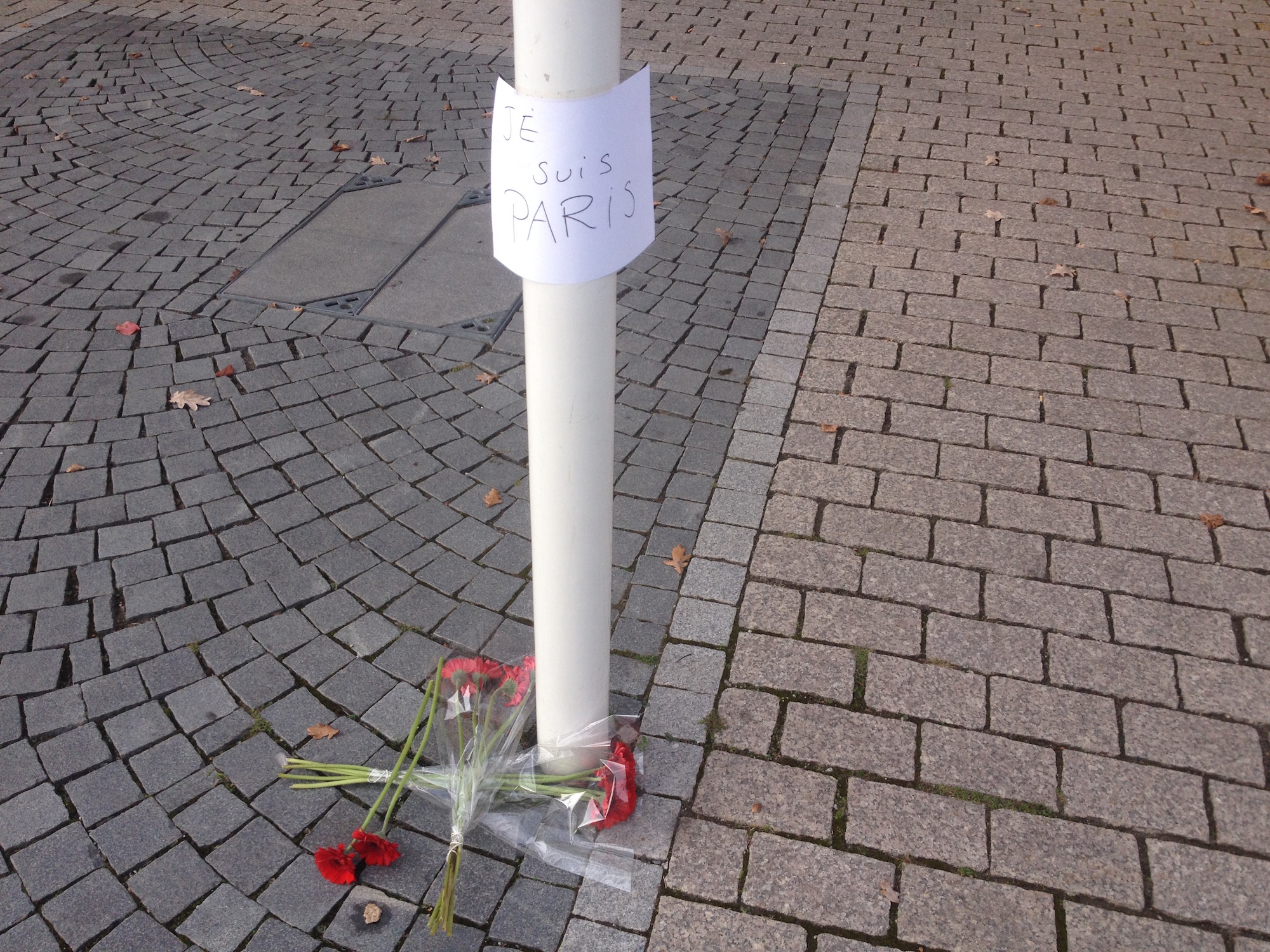 ... mit Ausnahme von ein paar Blumen unter dem Fahnenmast.