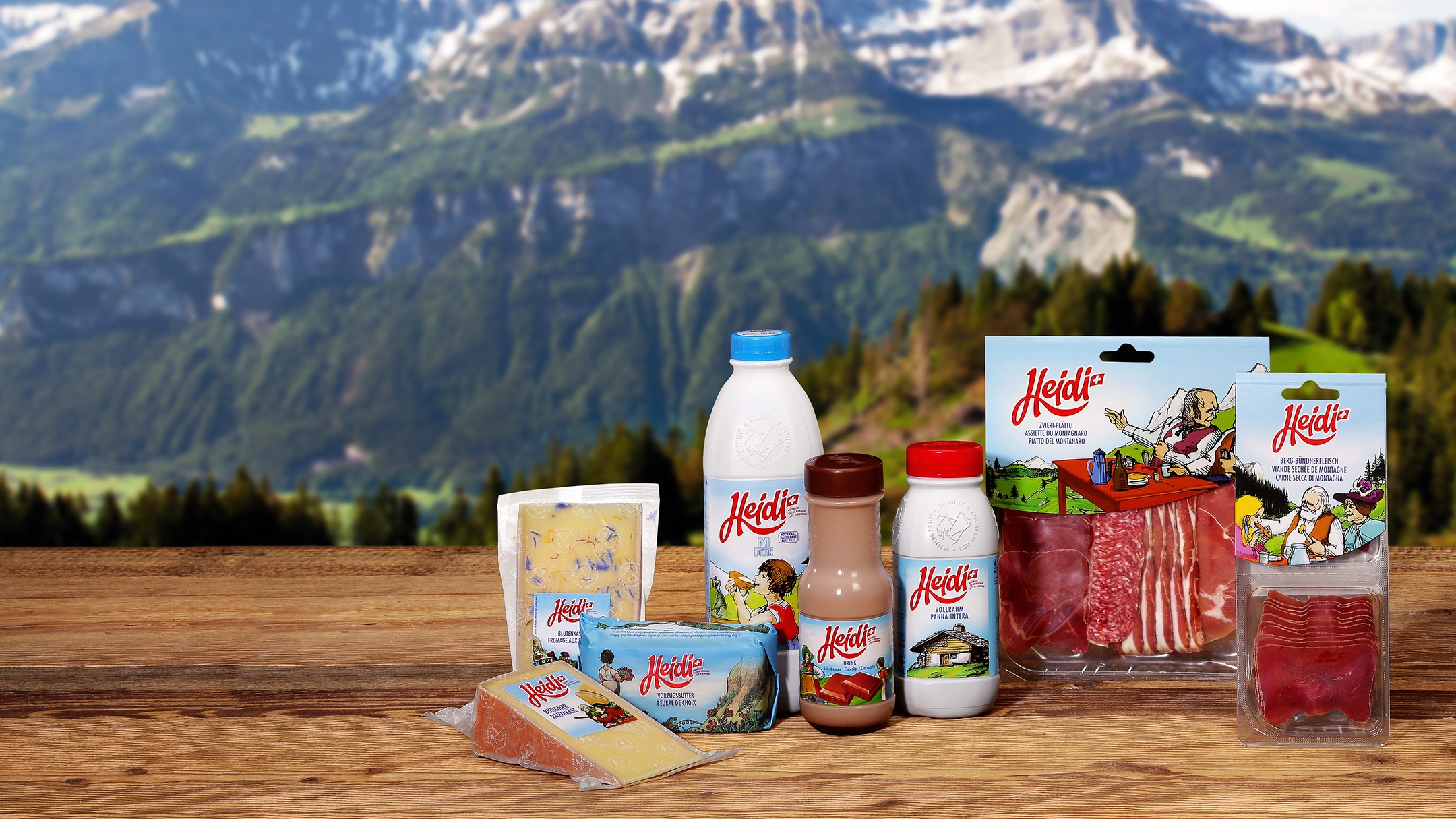 Migros bietet Heidi zum Essen und Trinken.