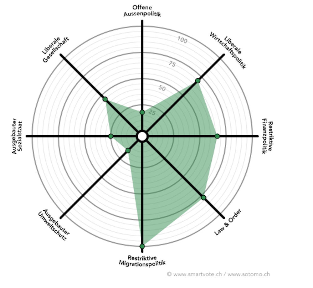 Auswertung der Smartvote-Fragen.