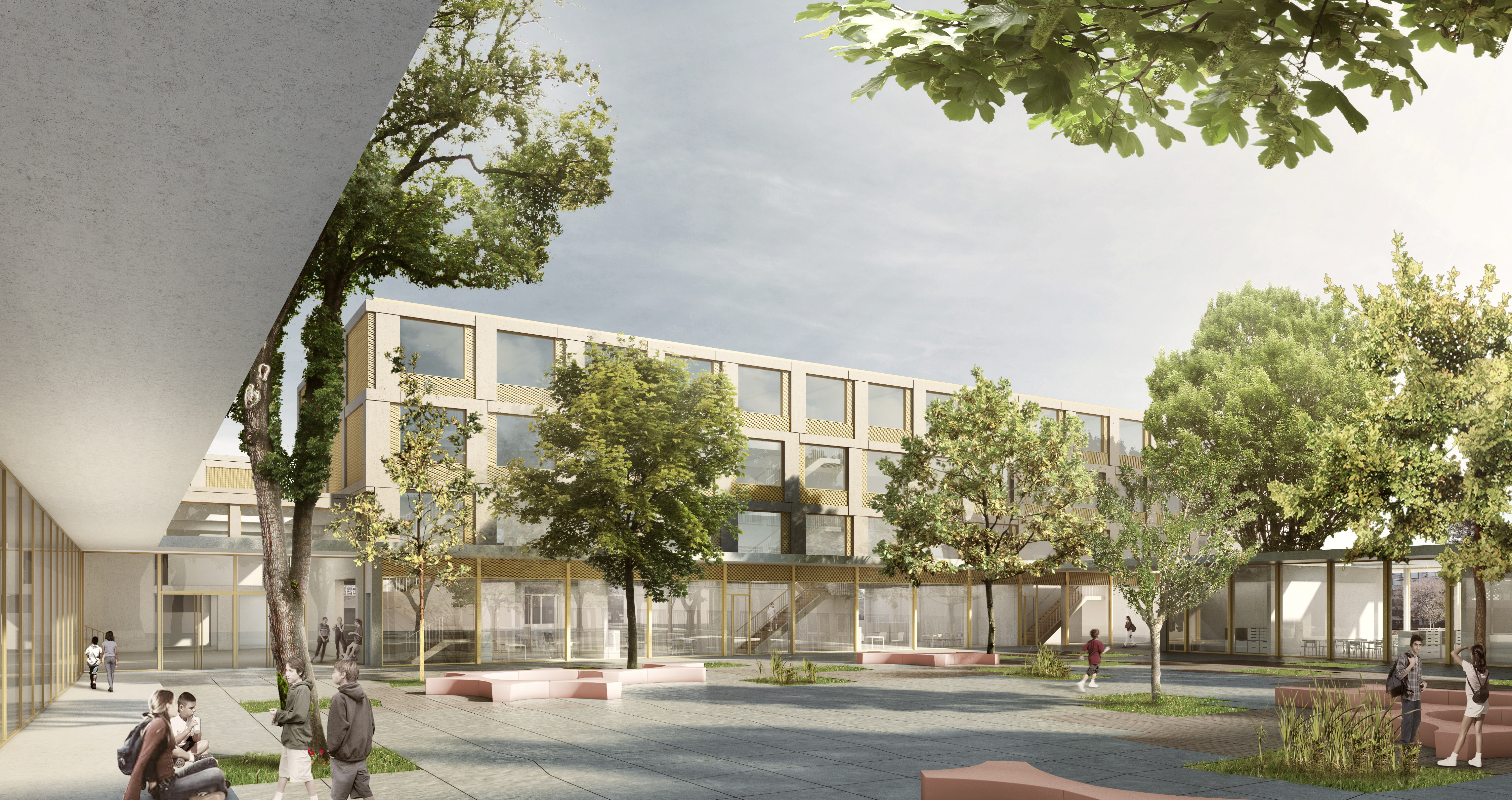 Platz für 27 Klassen: Das neue Sandgruben-Schulhaus beim Badischen Bahnhof.