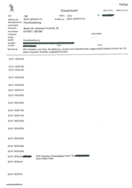 Das vom JSD veröffentlichte Einsatzprotokoll, bzw. eine von insgesamt 16 Seiten.