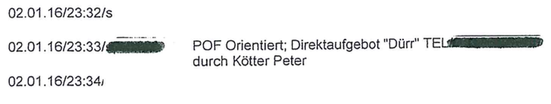 Der einzige ersichtliche Eintrag im veröffentlichten Einsatzprotokoll.