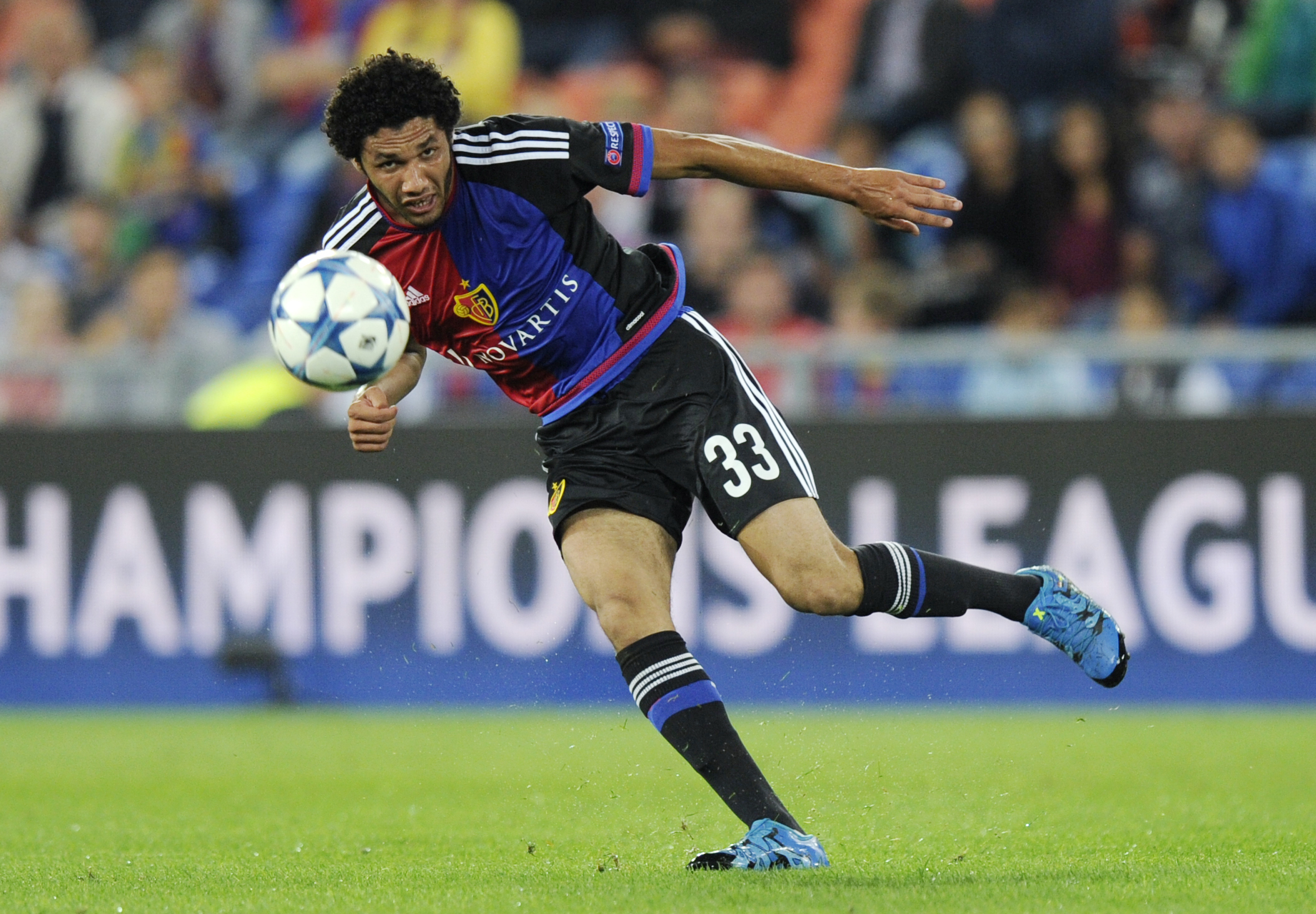 19.08.2015; Basel; Fussball Champions League Playoff; FC Basel - Maccabi Tel Aviv; Mohamed Elneny (Basel); (Steffen Schmidt/freshfocus)