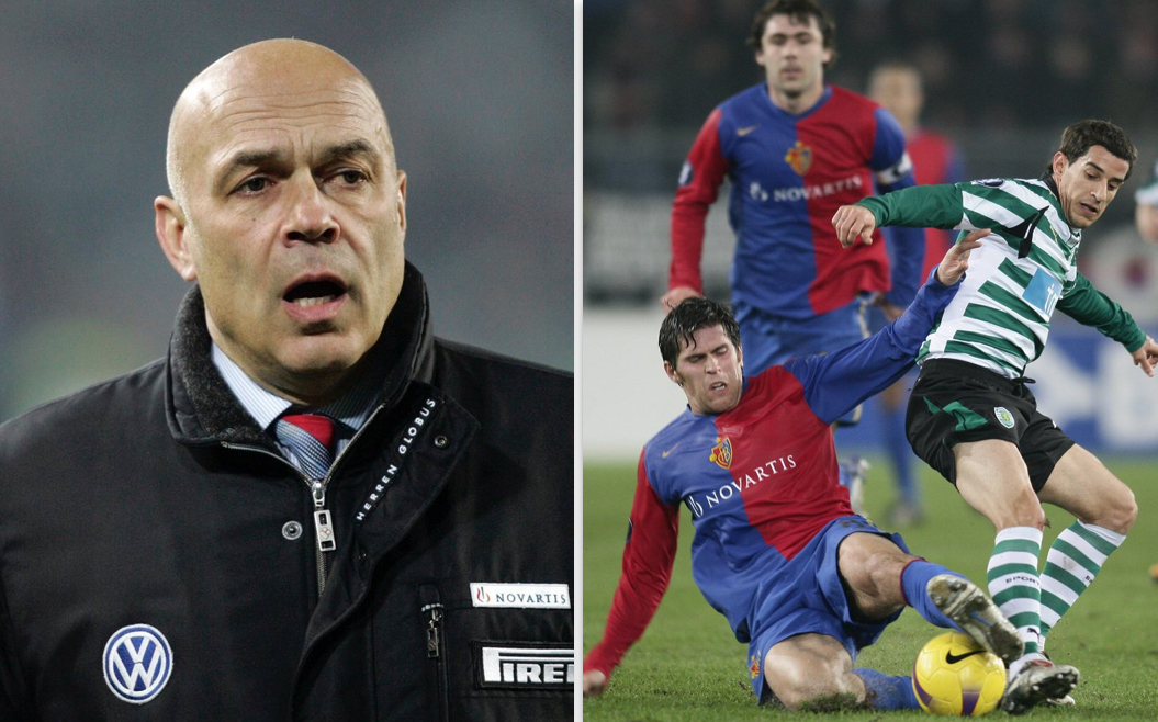 Schwarzer Abend im St.-Jakob-Park: Nach einer 0:2-Niederlage in Lissabon scheidet der von Christian Gross trainierte FC Basel im Rückspiel sang- und klanglos aus. Gegen der 0:3-Heimniederlage gegen Sporting stemmten sich Benjamin Huggel (links, neben Leandro Romagnoli) und Ivan Ergic vergeblich.