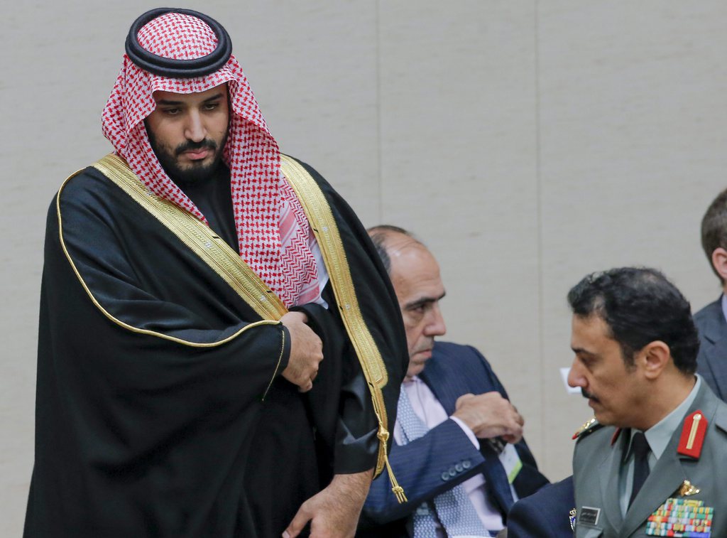 epa05154471 Saudi Arabia's Defense Minister Mohammed bin Salman attends a US led meeting of Coalition Efforts Against Islamic State (IS) during the Nato Defense Ministers council at alliance headquarters in Brussels, Belgium, 11 February 2016. NATO defense ministers convene a two-day meeting to discuss current defense issues and whether the Alliance should take a more direct role in dealing with its gravest migrant crisis since WWII. EPA/OLIVIER HOSLET