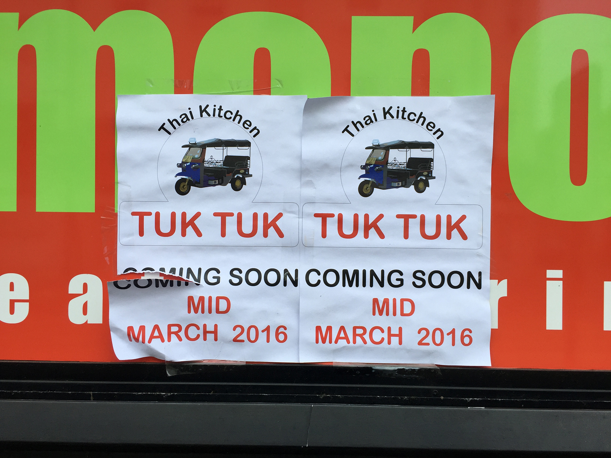 Das Cosmopolit ist Geschichte, das Tuk Tuk lässt aber noch bis mindestens Mitte April auf sich warten. 